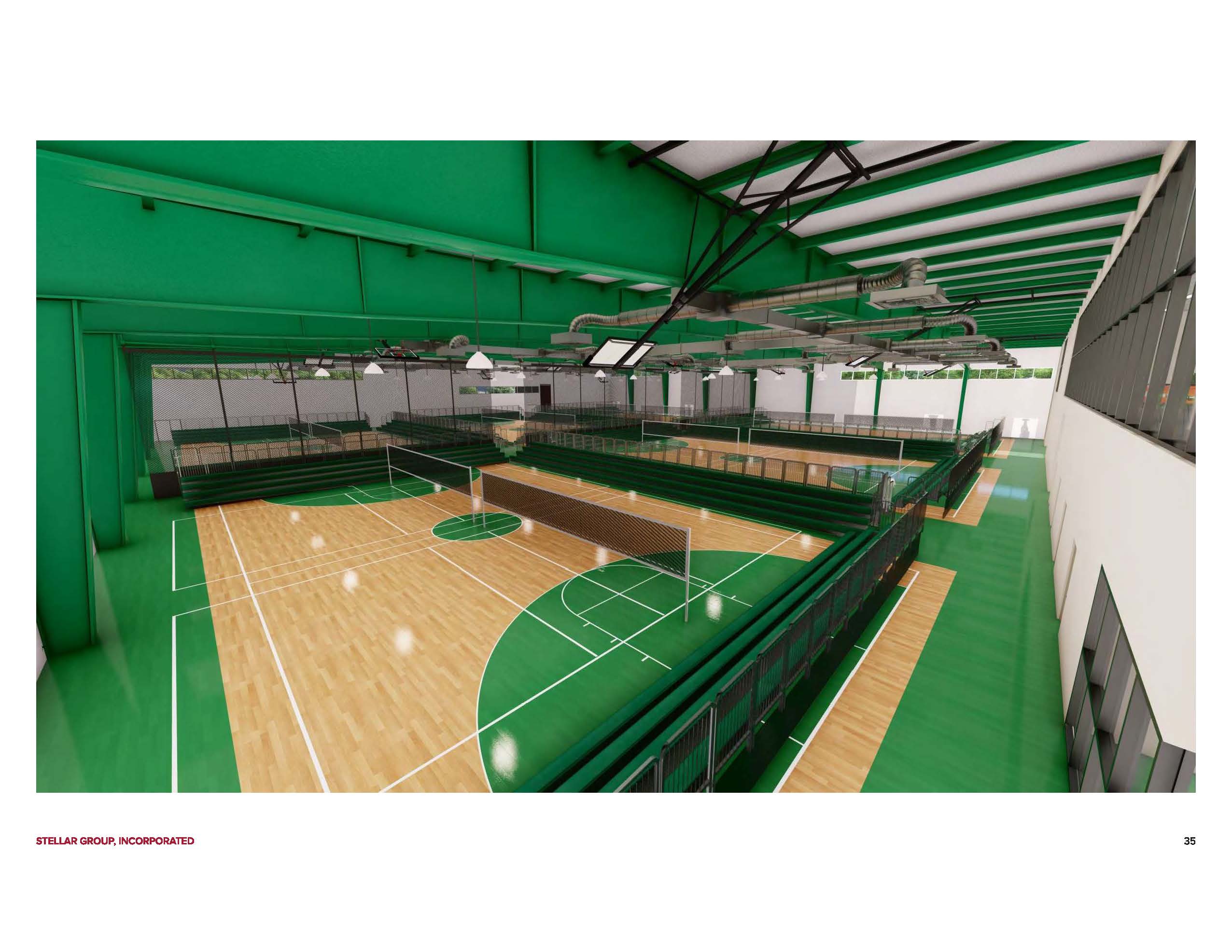 Artist rendering of proposed indoor sports facility courts