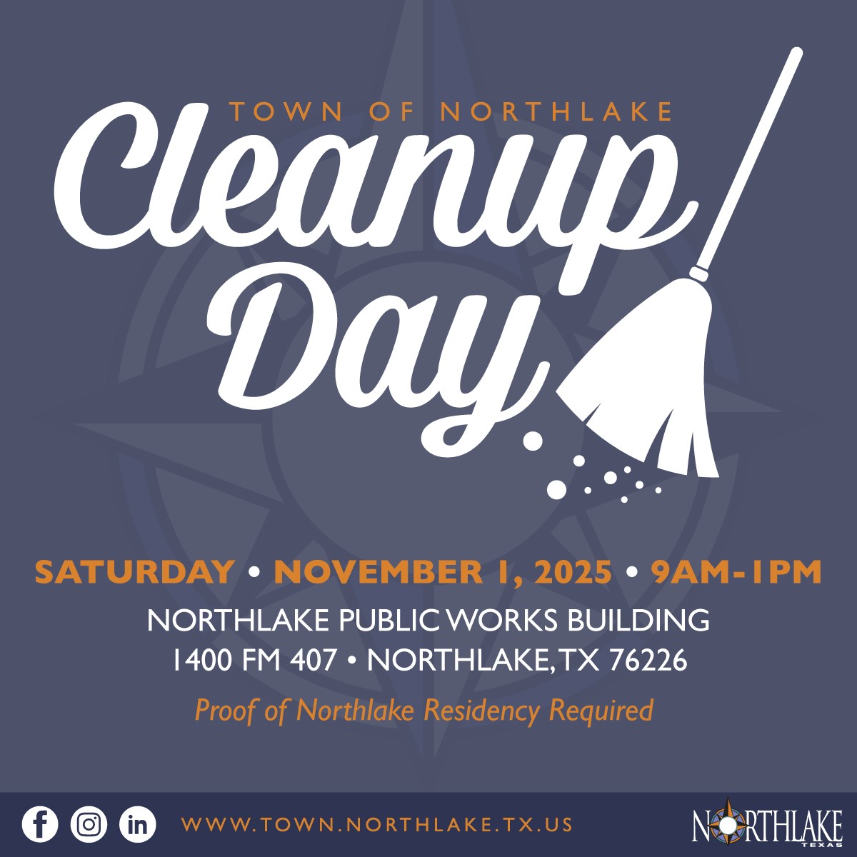 Northlake Town Cleanup Day November 2025 Social Graphic
