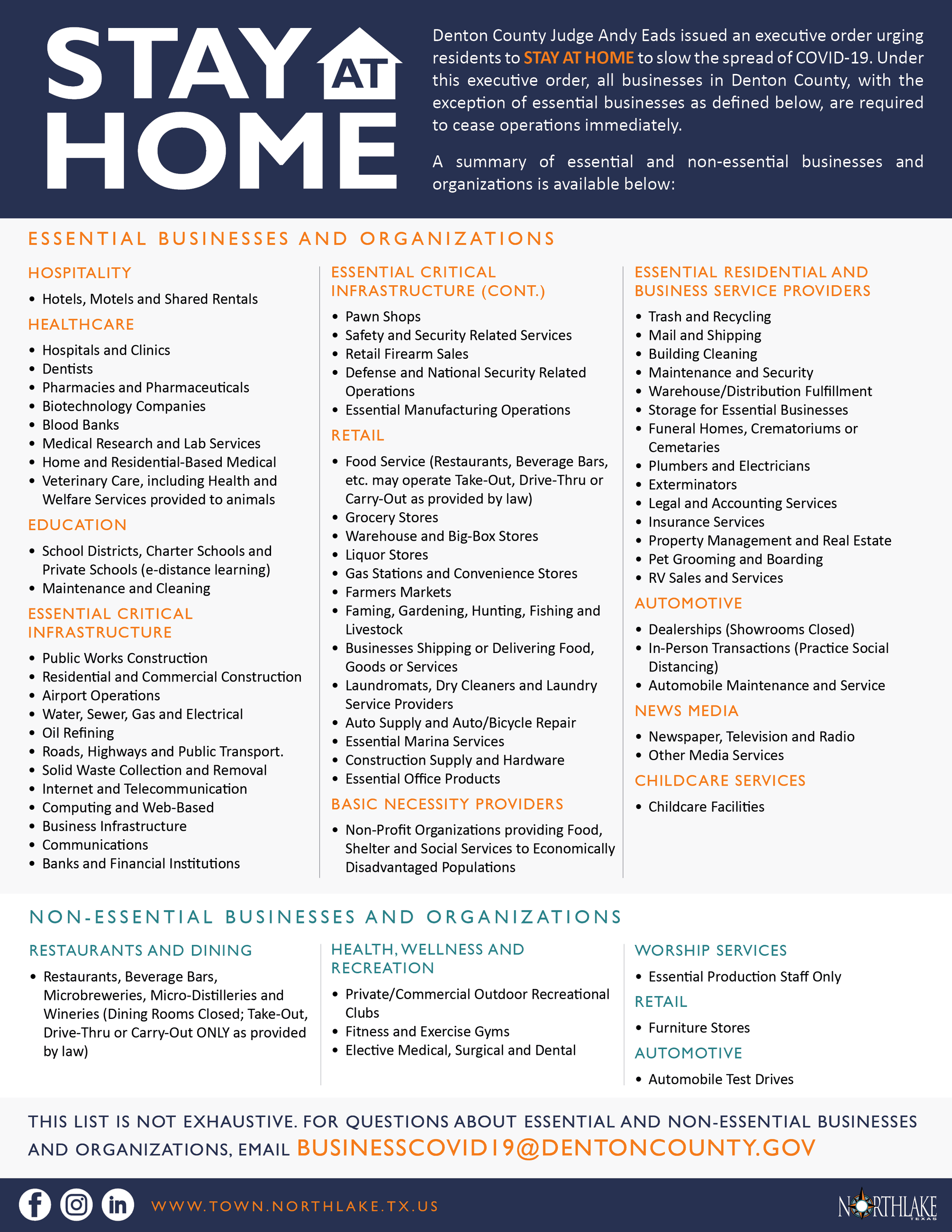 Stay At Home - Essential vs. Non-Essential Businesses